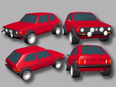 Volkswagen Golf Hypercasual Low-poly 3D model
