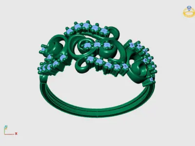 Women Ring Diamond Stone STL 3DM Lightweight Printable 3D print model 71