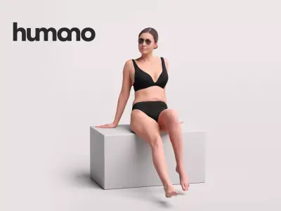  Humano Beautiful Woman in swimsuit sitting pool-2511-032-7351 3D model