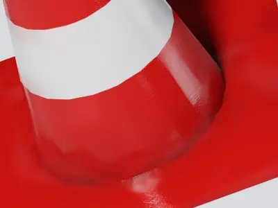 Road Cone - Low Poly Old Orange Basic Game Ready Low-poly 3D model