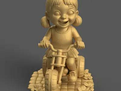 Cute Kid on Bike 3D STL File for Print 3D print model
