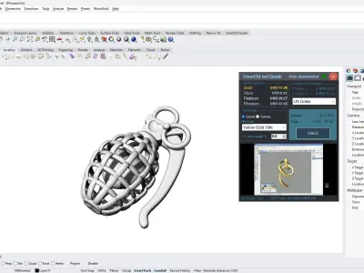 Heart Grenade gold pendant jewelry Free 3D print model