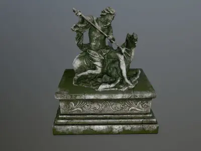 Neptune Statue Low-poly 3D model