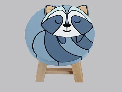 wooden animal stool 3D model