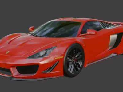 Generic Supercar Red 3D Model 3D model