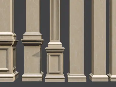 Classic  columns carvings and gypsum cornice 5 Low-poly 3D model