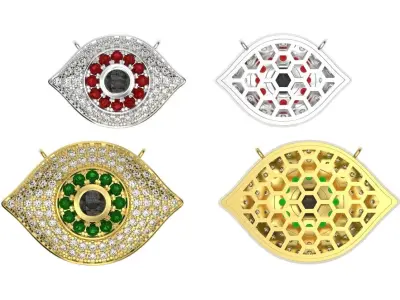 Diamond eye gold pendant 3d print model Sterling silver necklace 3D print model