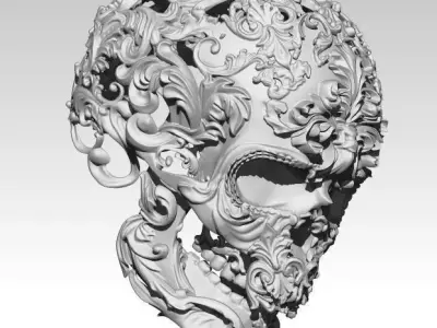 Carved Man Skull Art 3D print model