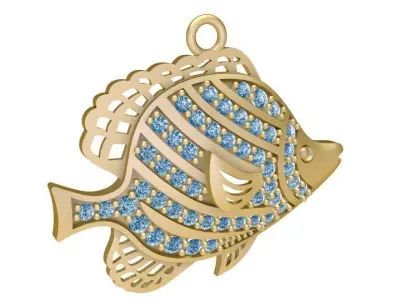 Luxury Fish Pendant Jewelry with Diamonds for Women 1944 3D print model