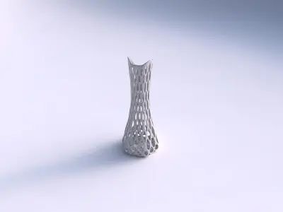 Vase squeezed and bent hexagon 2 with bubble grid lattice 3D print model