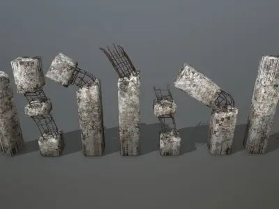 old concrete pole Low-poly 3D model