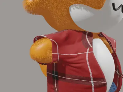 Fox with clothes Low-poly 3D model