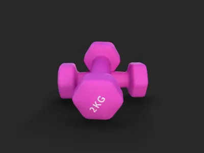 Dumbbell Hexagonal 2KG Low-poly 3D model