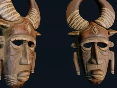 African Decor Mask 4 Low-poly 3D model