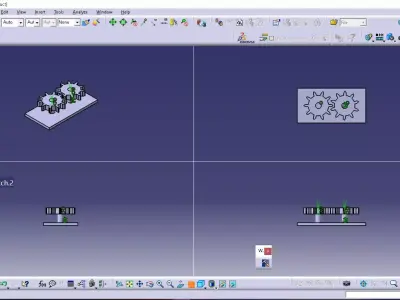 2 Gears Animation in CATIA 3D model