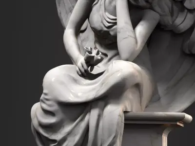 Resting Grace Sitting Angel Statue 3D print model
