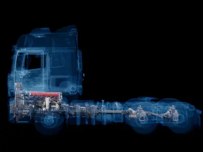 Semi Truck with Cockpit 3D model