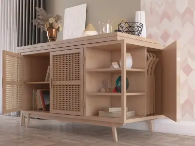 3D model living room sideboard - Space-saving -  table and chair 3D model