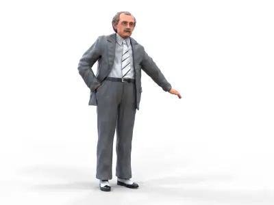 Ferdinand Porsche leaning on the car 3D print model