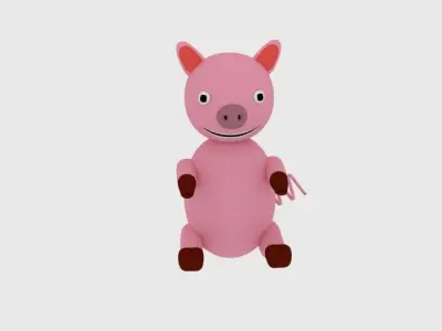  Cartoon Pig Sit 3D model
