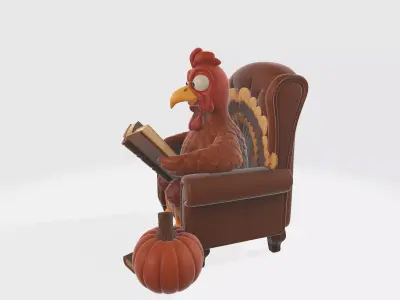 Thanksgiving Turkey Reading Chair Decor Cozy Fall Holiday  3D print model