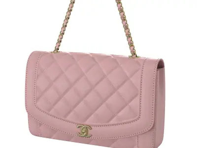 Vintage Medium Diana Flap Bag Pink Low-poly 3D model