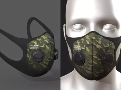 Gas mask protection futuristic fabric safety  Low-poly 3D model