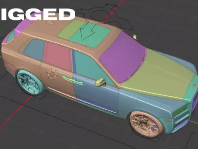 Rolls-Royce SUV  Fully Rigged HighQuality 3D Model for Animation Low-poly 3D model