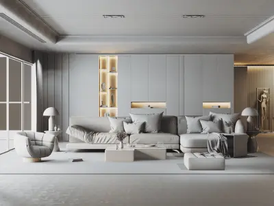 Modern light luxury living room 3D model shop
