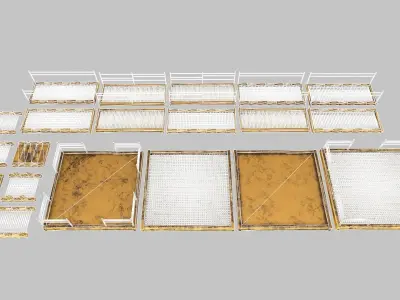 Stair Set of wooden pallets Low-poly 3D model