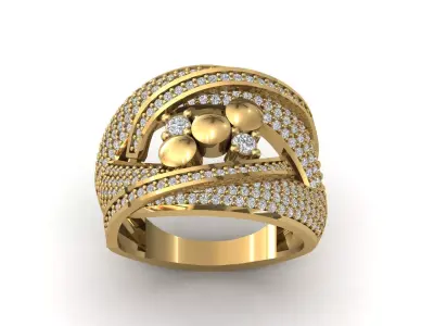STL 3DM Print Ready Women Diamond Ring Lightweight Printable  3D print model 55