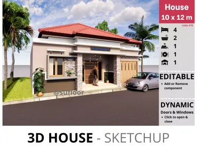House 10x12m code 410 - Sketchup 3D model