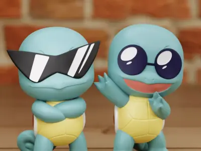 SQUIRTLE SQUAD CHIBI SHADES SUNGLASSES POKEMON 3 MODELS 3D print model