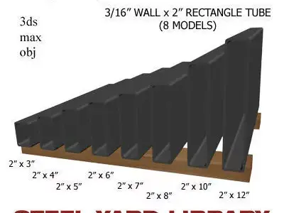 3 16in Wall x2in Rectangle Tube 3D model