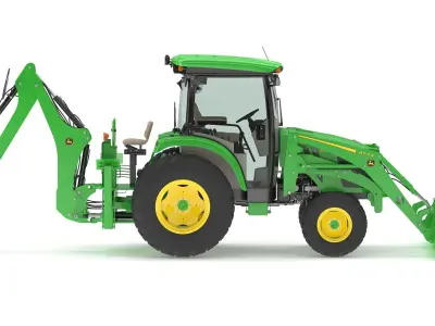 John Deere 4075r Compact Utility Tractor With Backhoe 3D model