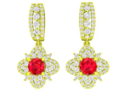 A7511 Luxury Korean Style Diamond Hoop Earrings 3D Print 3D print model