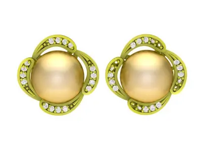 A6771 Luxury Diamond Pearl Earrings 3D print model