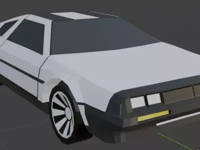 Low-poly delorean DMC-12 Low-poly 3D model