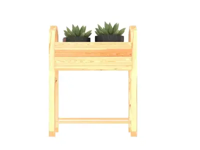 wood plant pot  3D model