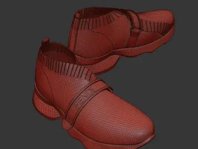 Fendi Monogram White Sneakers 3D model