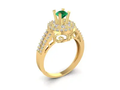 Luxury Halo Twist Engagement Ring 3D Model for Women 1723 3D print model