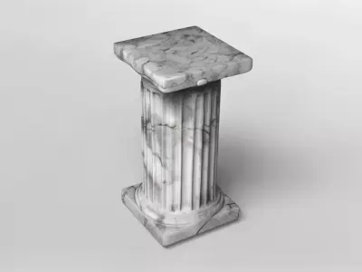Polished Marble Ionic Column Pedestal 3D model