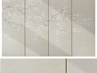 Fabric Japandi Wall Panels Low-poly 3D model