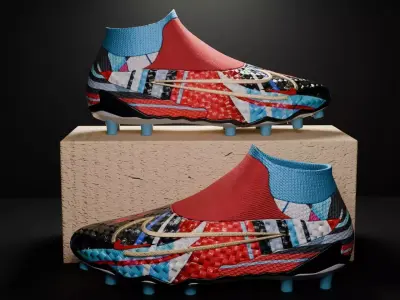 Nike red blue boots 3D model