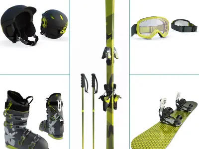 Winter Sport Equipment Ski and Snow 3D model