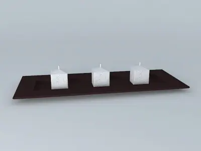 decor three candles on tray Free 3D model