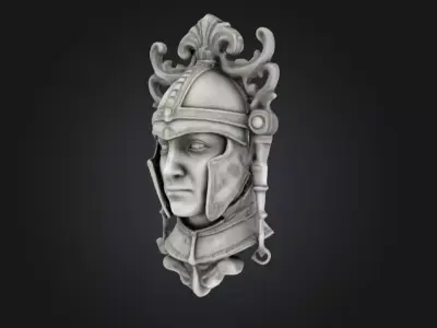Roman Centurion Marble Relief Low-poly 3D model