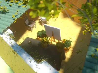 roof top garden Low-poly 3D model