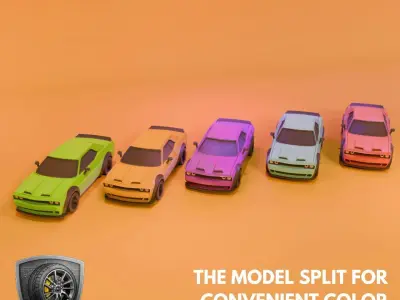 Bold Dodge Challenger - Printable STL - Personal Use 3D print model