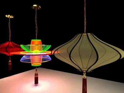 Chinese red lantern  3D model 39